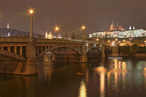 Prague Castle At Night Czech Republic Stock Image Image Of Lights