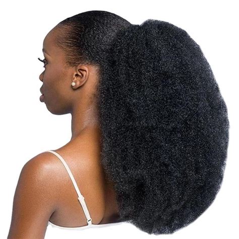 Afro Kinky Curly Hair 3a 3b 3c 4a 4b 4c Kinky Straight Ponytail Clip In