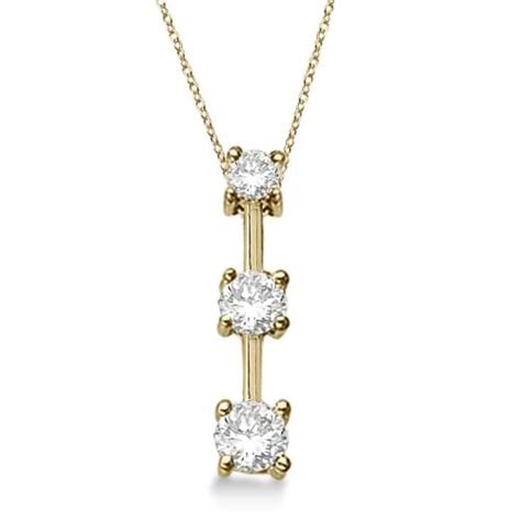 Three Stone Graduated Diamond Pendant Necklace 14k Yellow Gold 025ct