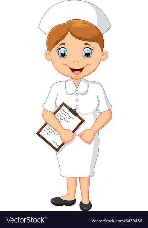 Cartoon Smiling Nurse Holding Clipboard Royalty Free Vector