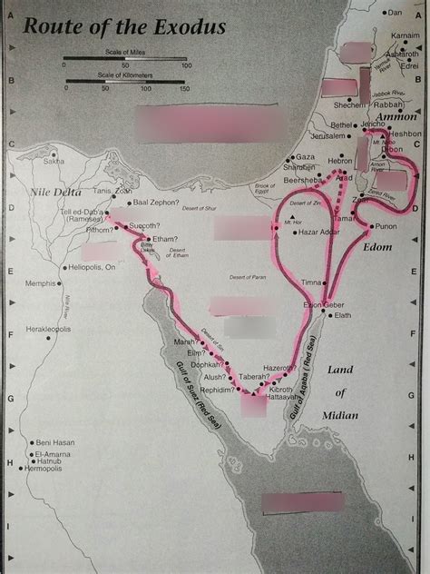 Route Of The Exodus Map Diagram Quizlet