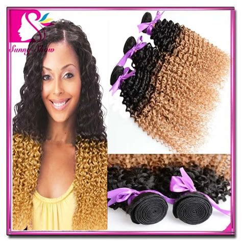 7a Raw Indian Hair 3pcs Lot Ombre Kinky Curly Virgin Hair Sew In Hair