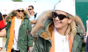 Glastonbury Festival 2013 Rita Ora Wraps Up In Parka Jacket Beanie