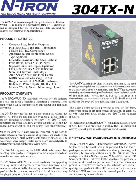 N Tron 304tx Users Manual Ntron Data Sheet