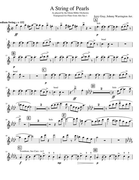 A String Of Pearls Sheet Music For Piano Solo Easy