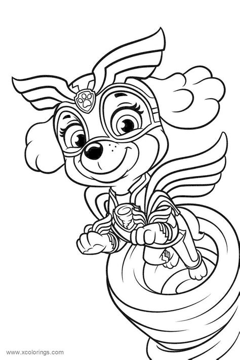 Free printable cartoon characters colouring sheets for kids. Super Pups Paw Patrol Mighty Pups Skye Coloring Pages ...
