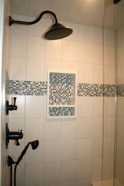 Glass Tile Mosaic Shower Niche And Accent Border Shower Niche Glass