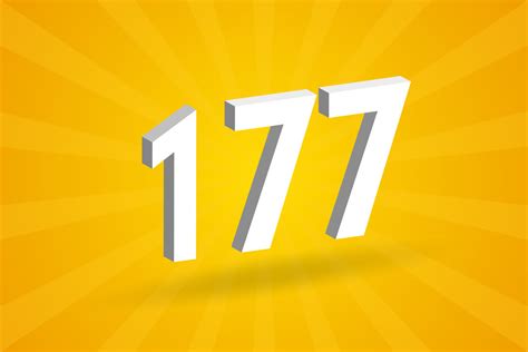 3d 177 Number Font Alphabet White 3d Number 177 With Yellow Background