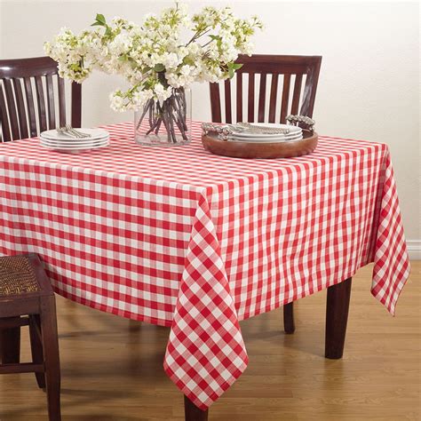 Red Gingham Checkered Design Cotton Tablecloth 72 Square
