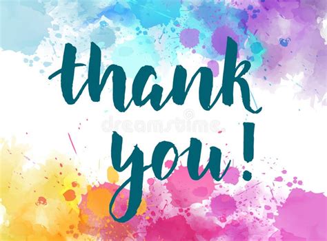 Thank You Lettering On Watercolored Background Stock Vector