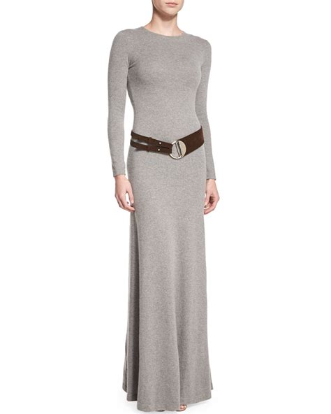 Lyst Ralph Lauren Black Label Long Sleeve Cashmere Dress In Gray
