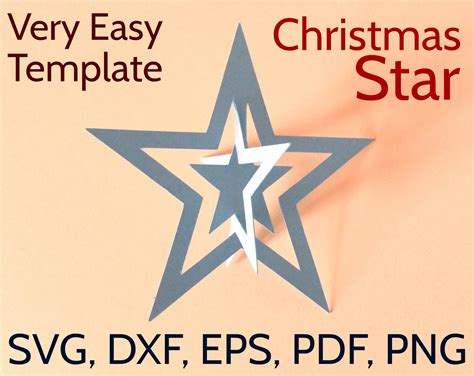 3d Paper Christmas Star Svg And Pdf Template 3d Christmas Star Design