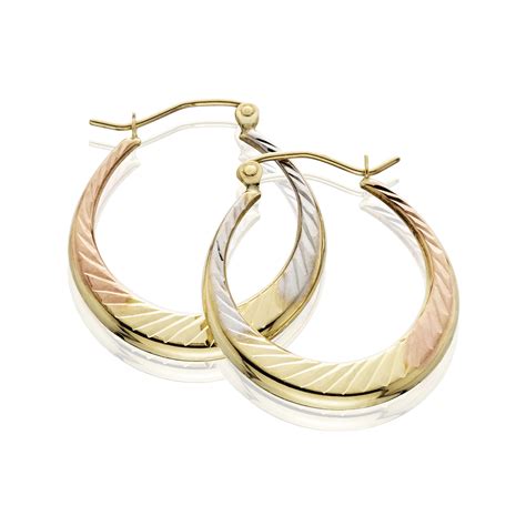 10k Tri Color Gold Hoop Earrings