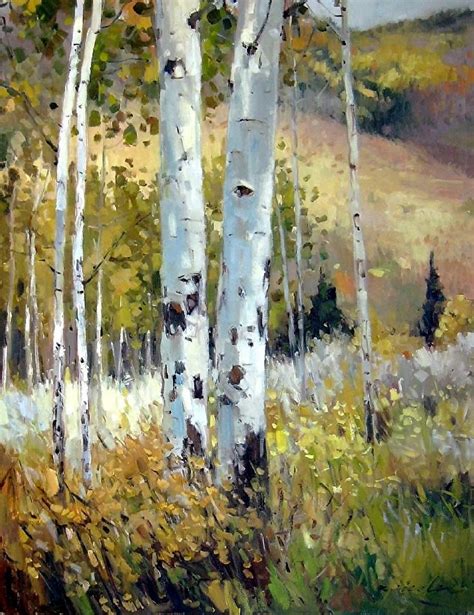 Acorn Creek Aspens By Kate Kiesler Oil ~ 30 X 24 Aspen Trees Painting