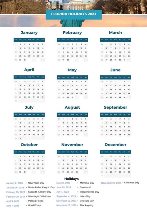 Florida State Holidays 2023 With Printable Fl Calendar