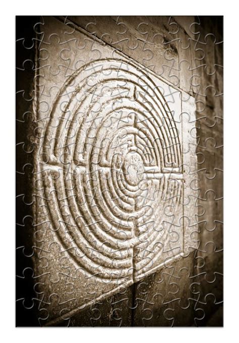 Medieval Labyrinth Carved On The Facade Of A Romanesque Church O Stock