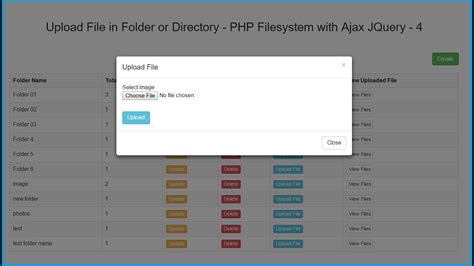 Upload File In Folder Or Directory Php Filesystem With Ajax Jquery