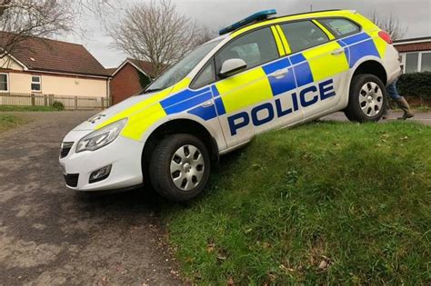 Red Faced Devon Police Officer Gets Car Stuck On Grass Bank Devon Live