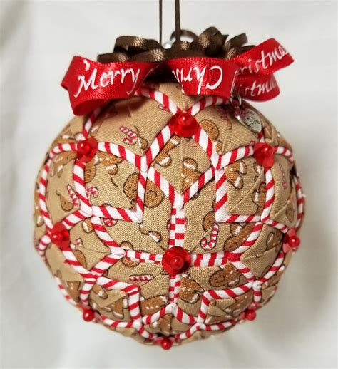 Folded Fabric Ornament Ball Made By Kathy Hatch Fabric Christmas
