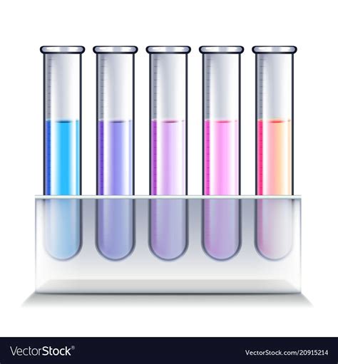 Test Tubes With Colorful Liquids Isolated On White Vector Image On