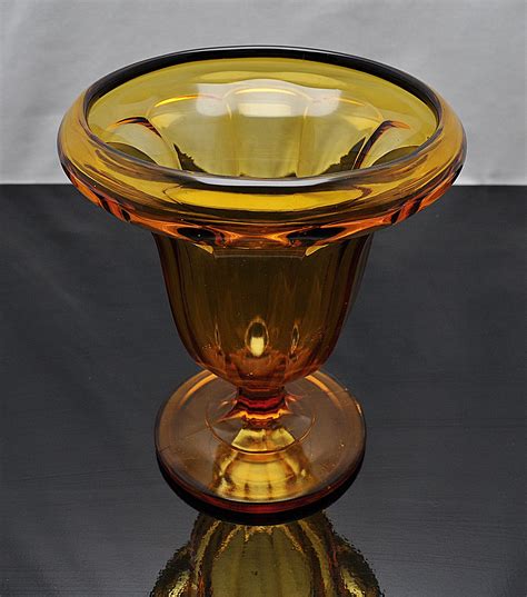 Art Deco Davidson Amber Glass Vase No 294 Etsy Uk