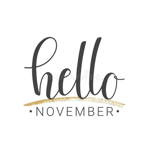 Handwritten Lettering Of Hello November On White Background Stock