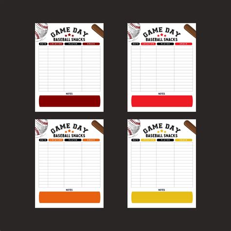 Editable Baseball Snack Sign Up Sheet Game Day Schedule Canva Etsy