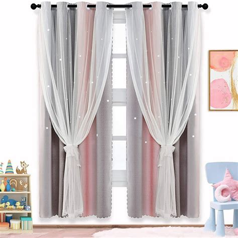1 Panels Gradient Ombre Stars Curtains Draperies For Kids Girls Bedroom