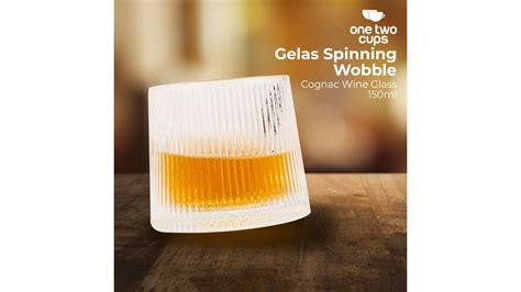 One Two Cups Gelas Spinning Wobble Cognac Wine Glass 150ml YJ101