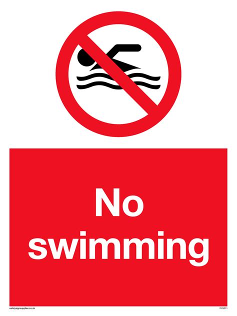 No Swimming From Safety Sign Supplies