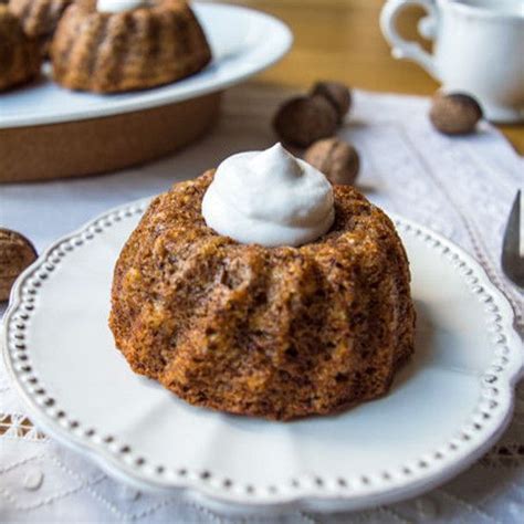 In a large bowl using a hand mixer (or in the bowl of a stand mixer), beat together butter and sugar until. Banana Walnut Mini Bundt Cakes w/ Coconut Whip Recipe on ...