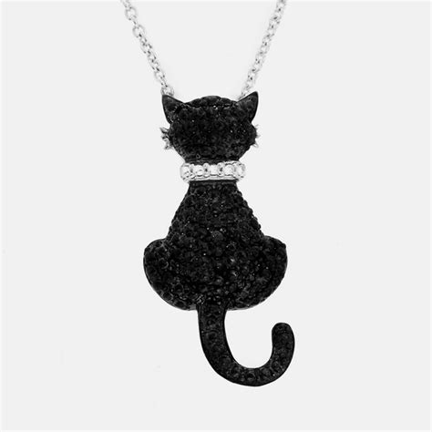 Genuine Black Diamond Accent Cat Pendant Tanga