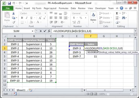 VLOOKUP Formula - PK: An Excel Expert