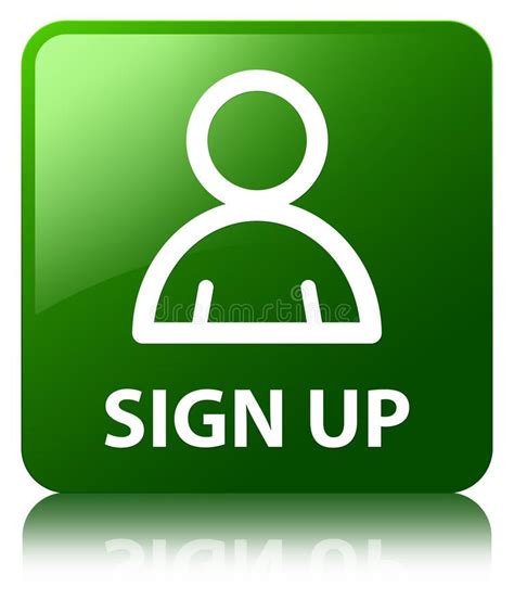 Sign Up Member Icon Green Square Button Stock Illustration