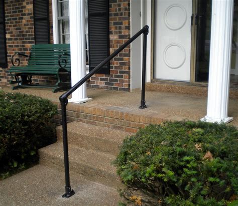 Handrail,3 step handrail adjustable fits 1 or 3 steps mattle wrought iron handrail stair rail with installation kit hand rails for outdoor steps,black. Stair Railing Ideas - Our Customers Share their Step Handrail Installations
