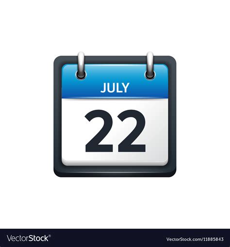 July 22 Calendar Icon Flat Royalty Free Vector Image