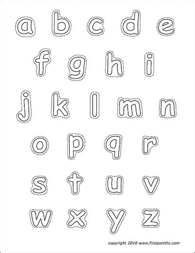 Free printable alphabet and number templates to use for crafts and other alphabet and number learning activities. Alphabet Lower Case Letters | Free Printable Templates & Coloring Pages | FirstPalette.com