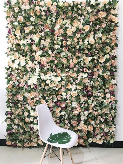 Wedding Wall Floral Backdrop For Photography Champagne Etsy Flower