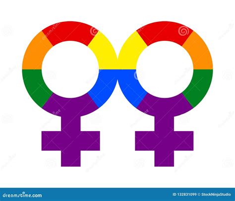 Lesbian Pride Symbol In Rainbow Color Lgbt Concept Of Same Sex