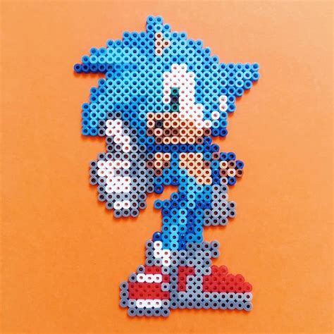 Easy Pixel Art Sprite Of Sonic The Hedgehog Made Of Fuse Beads Artkal