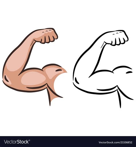 Strong Muscle Arm Sketch Line Royalty Free Vector Image
