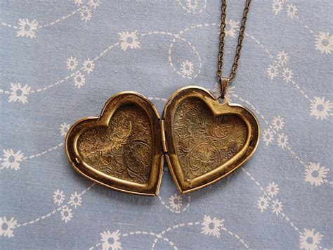 Antique Plate Large Heart Locket Pendant Necklace Etsy Australia