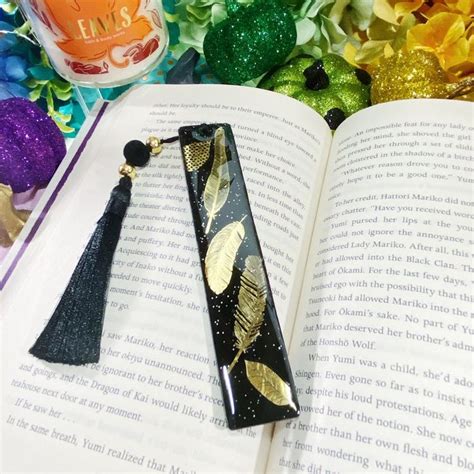 Gold And Black Feathers Bookmark Feather Bookmarks Book Etsy Feather Bookmark Book