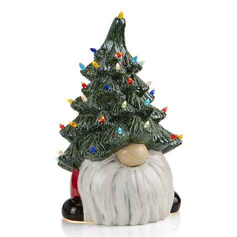 Christmas Tree Gnome Light Up By Gare Leaders In Ceramic Bisque And
