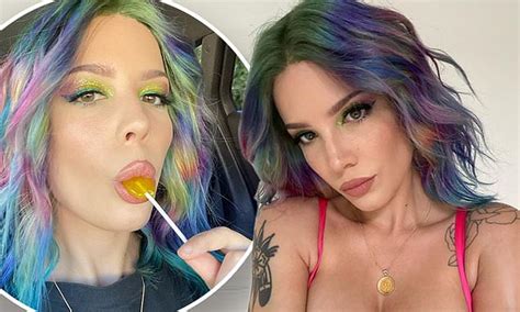 Halsey Shows Cleavage In Sizzling Hot Pink Lingerie As She Reveals Her New Rainbow Ombre Hair Color
