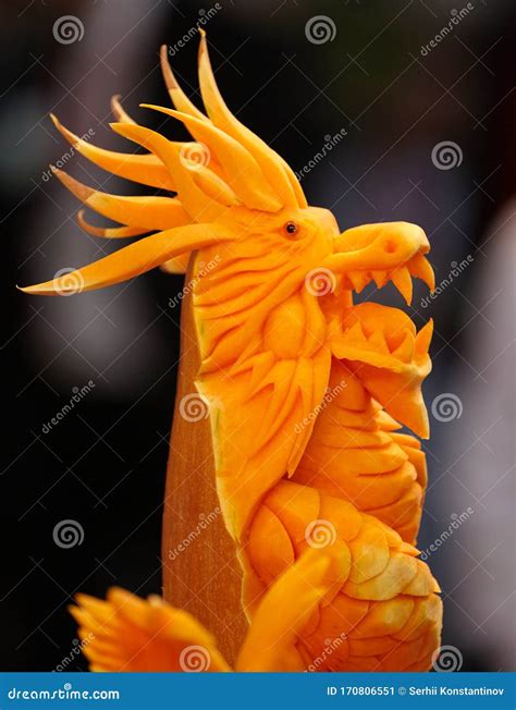 Dragon Carved From A Pumpkin Stock Image Image Of China Asia 170806551