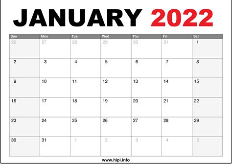 January 2022 Calendar Us Printable Calendars Printable Free