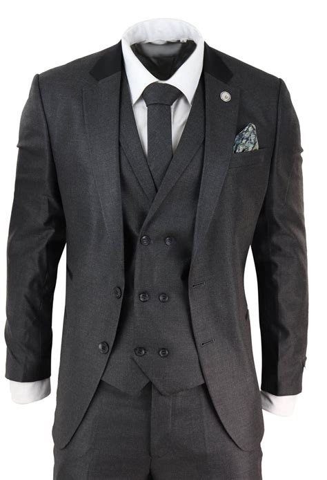 Mens 3 Piece Charcoal Grey Suit | Happy Gentleman