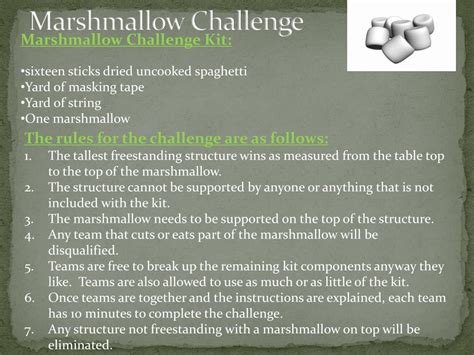 Ppt Marshmallow Challenge Powerpoint Presentation Free Download Id