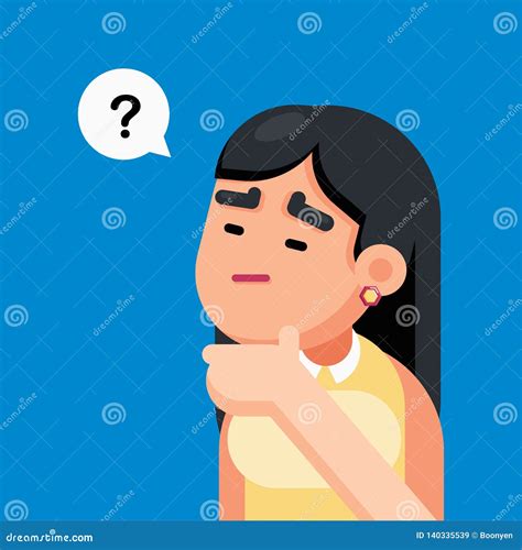 Woman Is Confusing And Thinking With Question Marks Sign Vector Illustration Cartoondealer